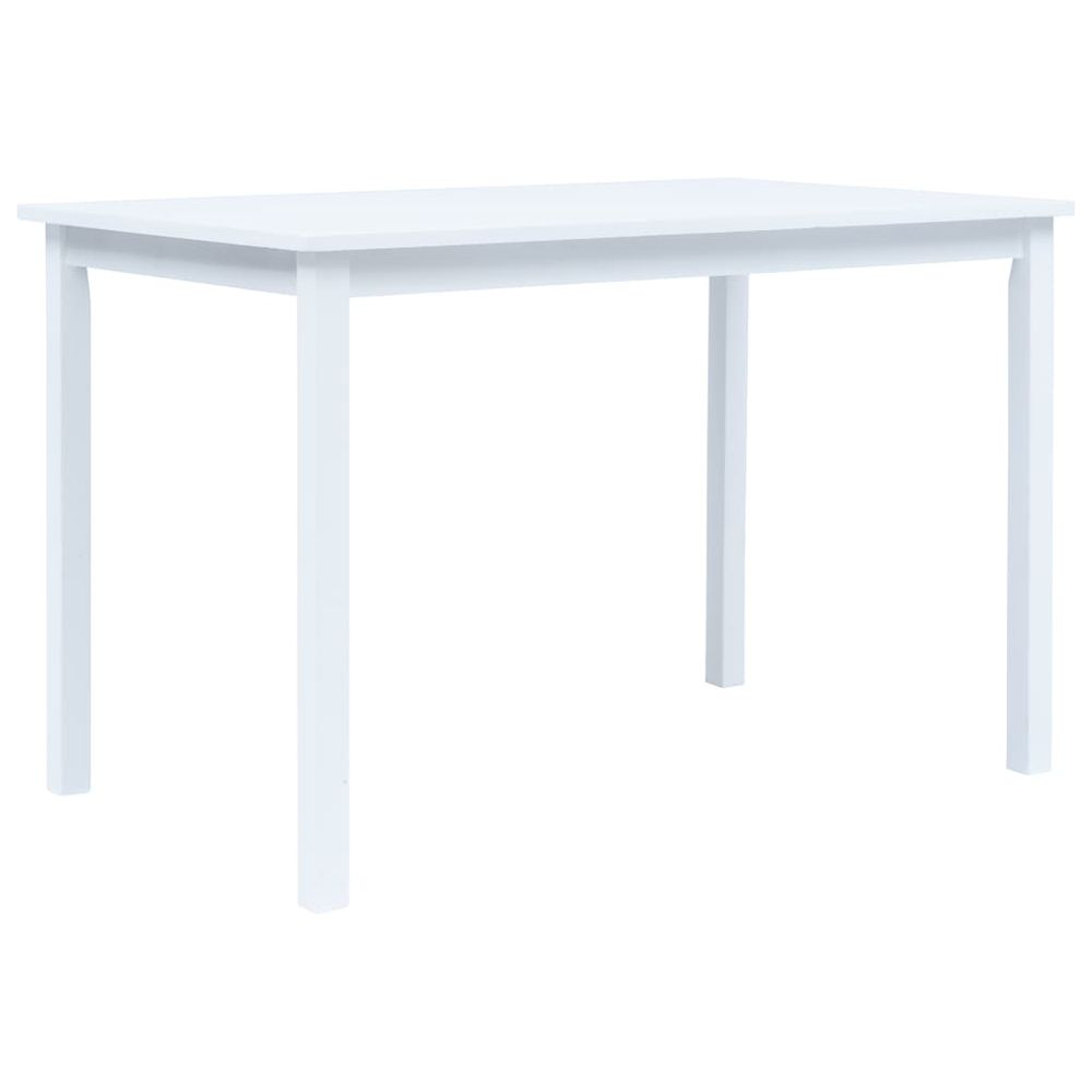 Vidaxl Jedálenský stôl biely 114x71x75 cm masívne kaučukovníkové drevo